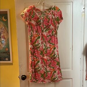 Boden Pink and Green Floral Mini Dress